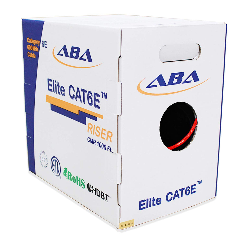 Cat6 CMR Riser Ethernet Cable 1000ft, 24AWG, Solid Bare Copper Wire, 600MHz, Red X159668
