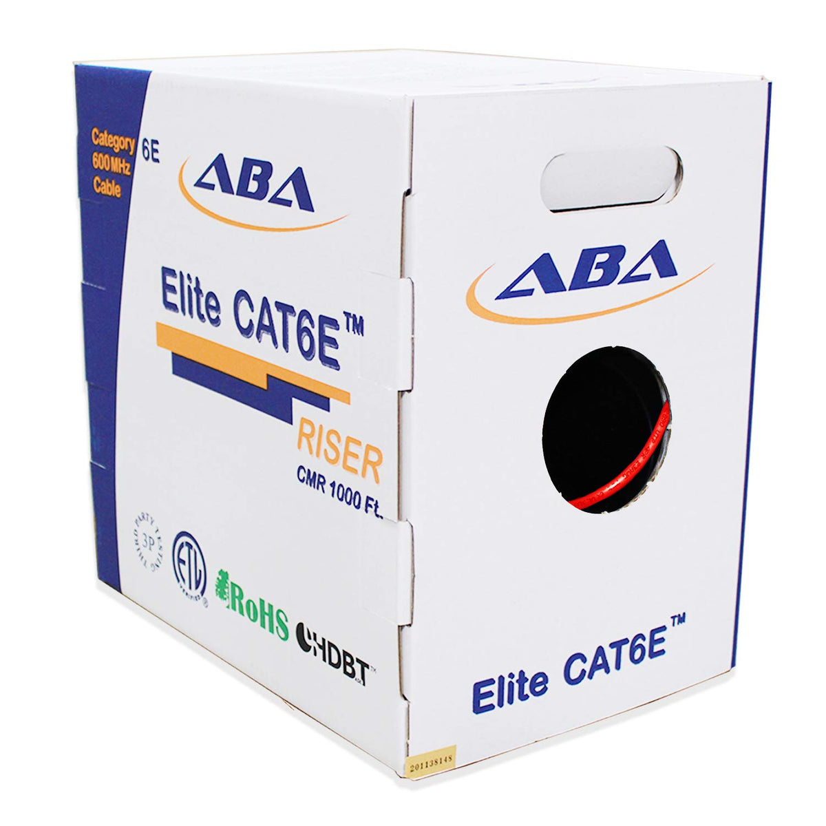 Cat6 CMR Riser Ethernet Cable 1000ft, 24AWG, Solid Bare Copper Wire, 600MHz, Red X159668