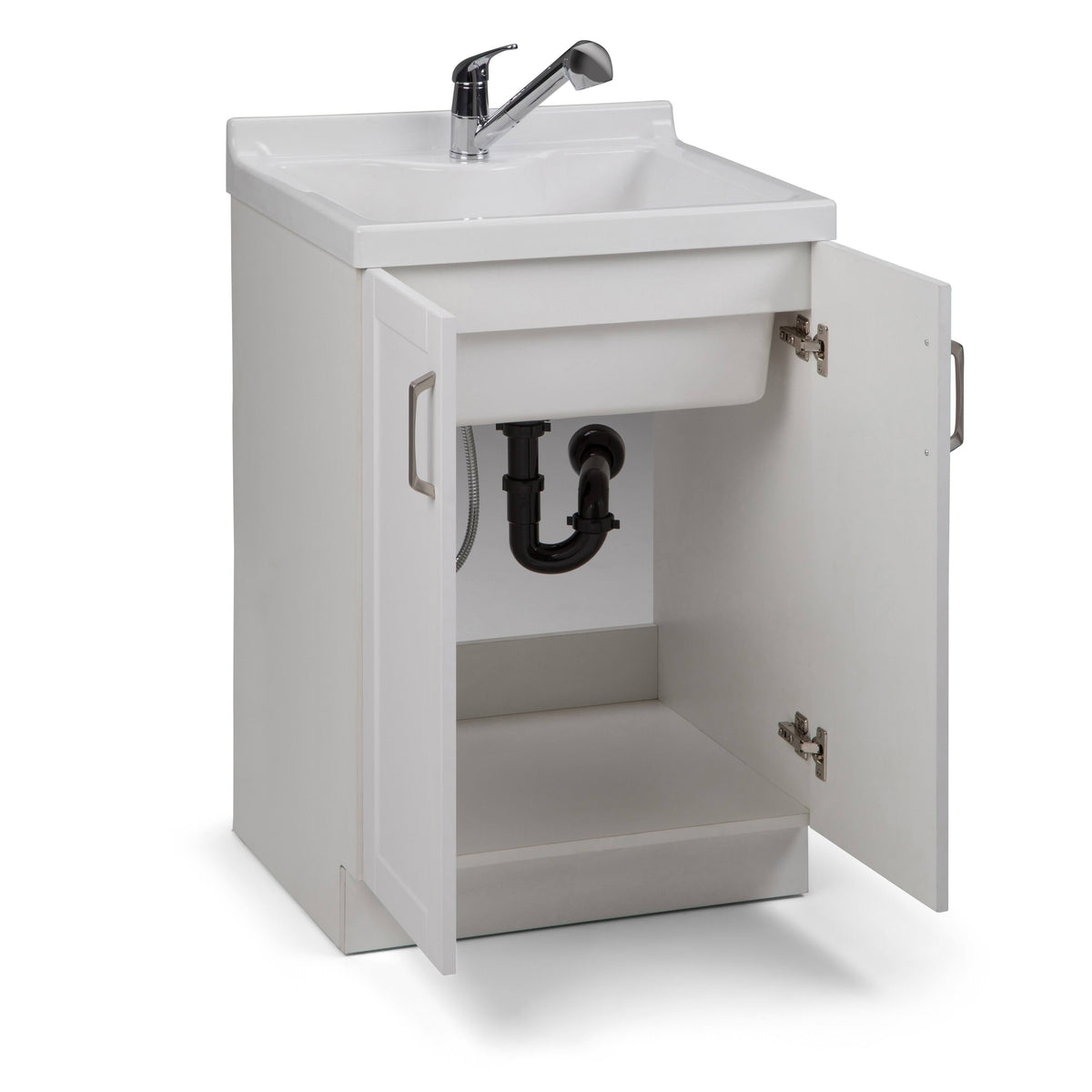 Laundry Cabinet with Pull-Out Faucet and ABS Sink White Y213