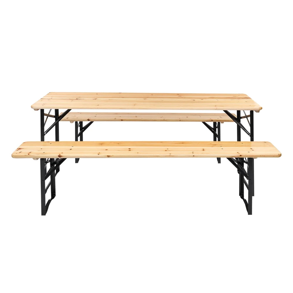 5.8FT Wood Table and Bench Set F505465