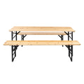 5.8FT Wood Table and Bench Set F505465