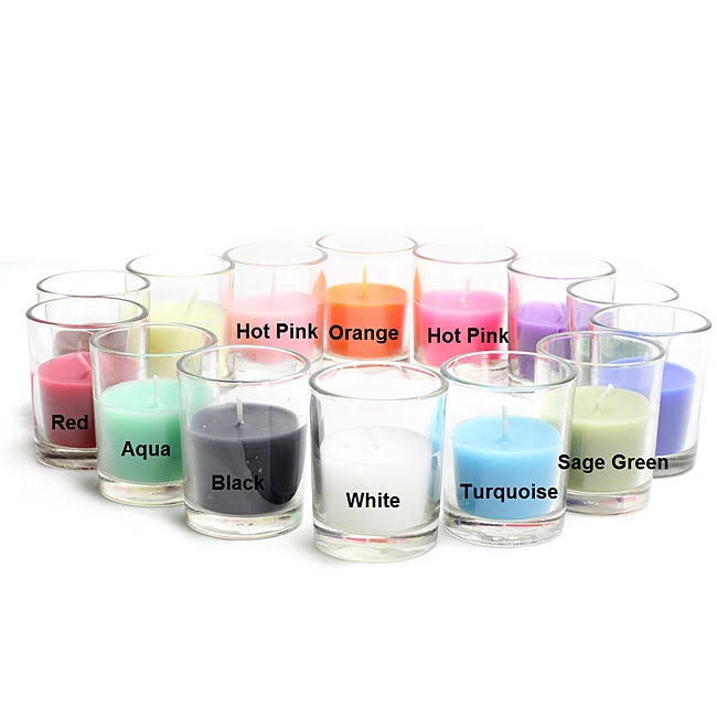 96 Pcs Aqua Round Glass Votive Candles C863066