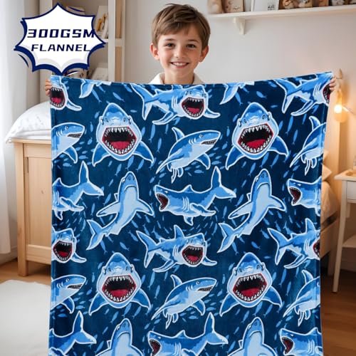Glow in The Dark Shark Blanket 50x60 inch L73649