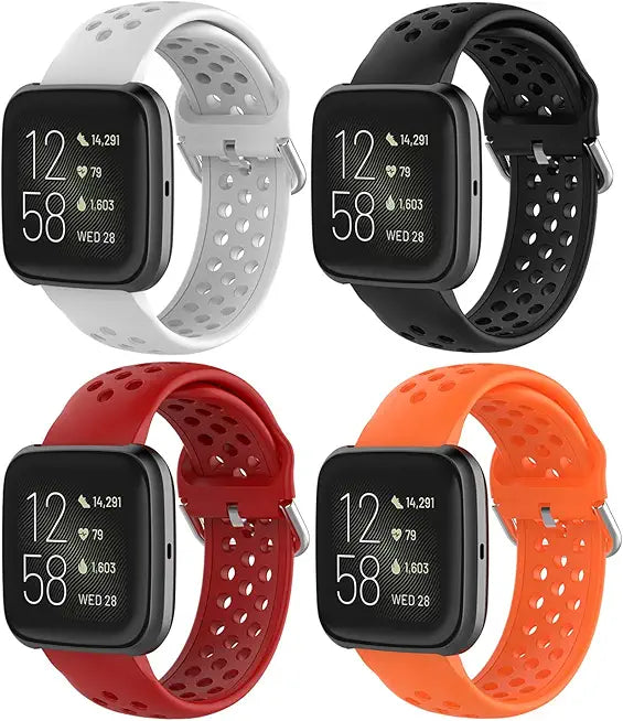 Soft Sport Wristbands for Fitbit Versa (White+Black+Red+Orange) Q6416
