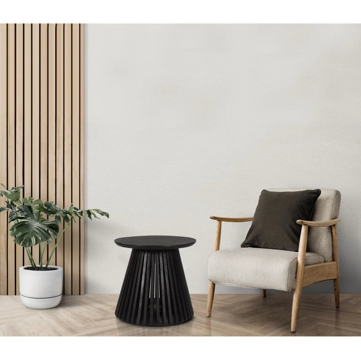20 Inch Mango Wood Round Side Table I49969