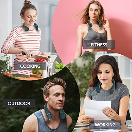 Portable Hands Free Bladeless Neck Fan 4000mAh USB Rechargeable Black R9656