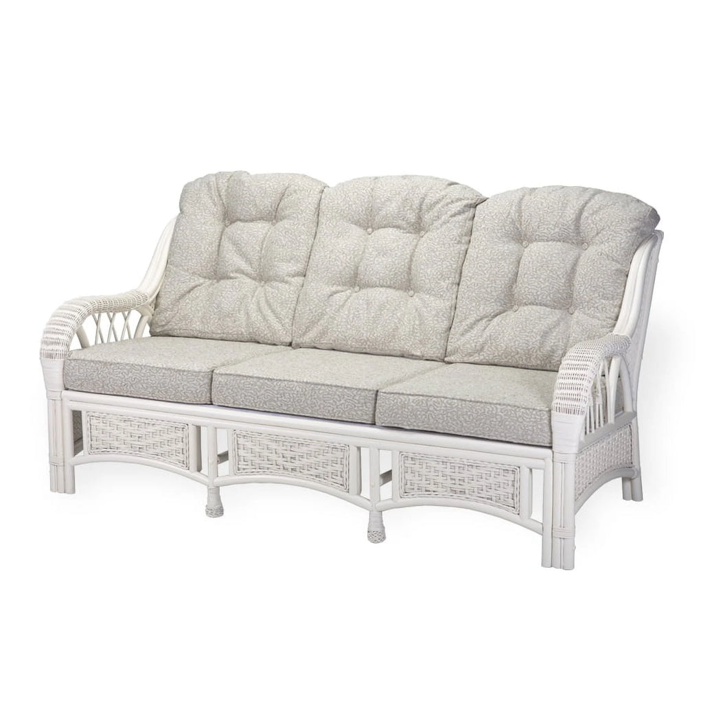 Rattan Wicker Living Room Set 4 Pieces: 2 Lounge Chair ThreeSeater/Sofa Coffee Table White Color with Cushion V807