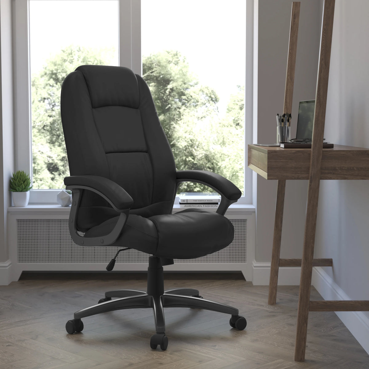 Black High Back Executive Swivel Ergonomic Office Chair with Arms G397985