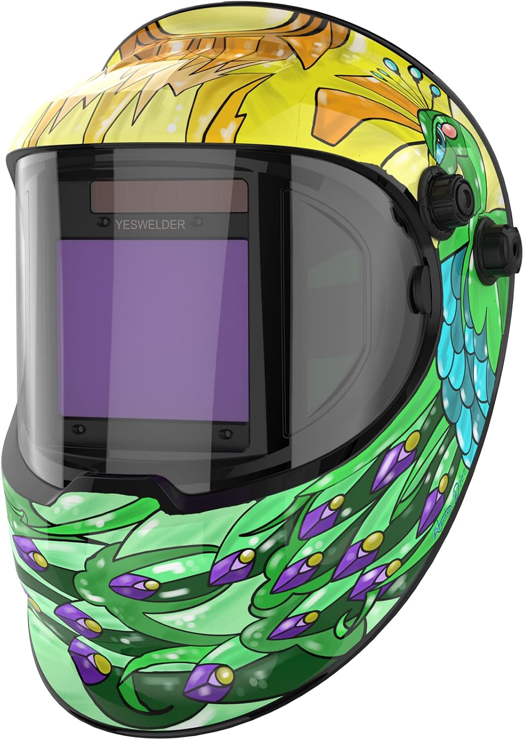 Large Viewing True Color Solar Powered Auto Darkening Welding Helmet with Side View, 4 Arc Sensor Wide Shade 4/5-9/9-13 Welder Mask K98457