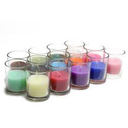 96 Pcs Aqua Round Glass Votive Candles C863066