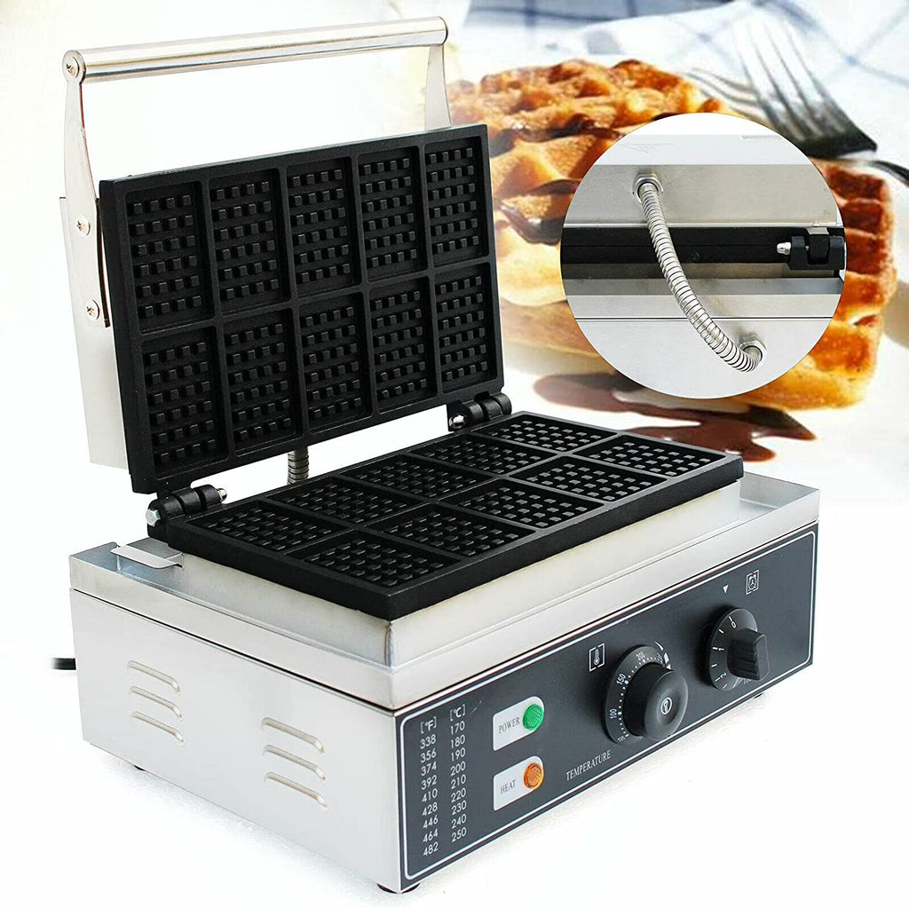 110V Commercial Stainless Steel Nonstick 10PCS Waffle Maker S275461