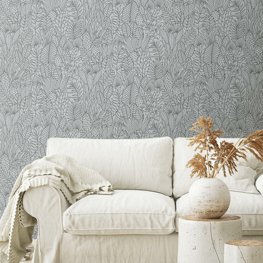 Blue and Navy Tropical Leaves Peel and Stick Wallpaper F679