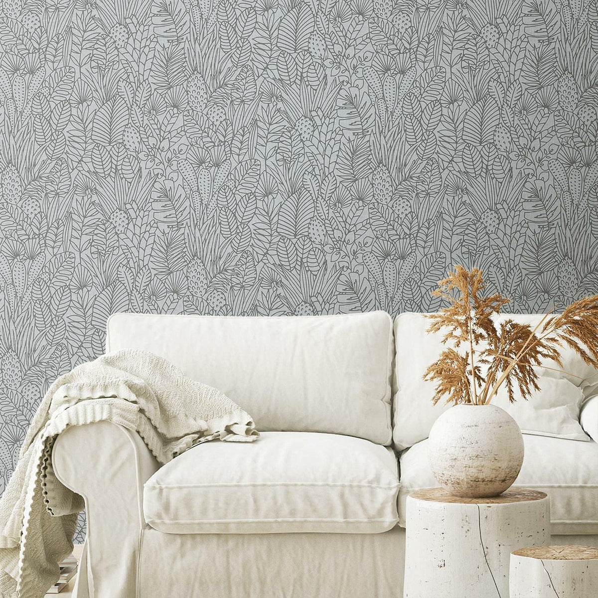 Blue and Navy Tropical Leaves Peel and Stick Wallpaper F679