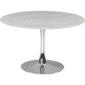 48" Round Faux Marble Top Dining Table with Chrome Base N387015