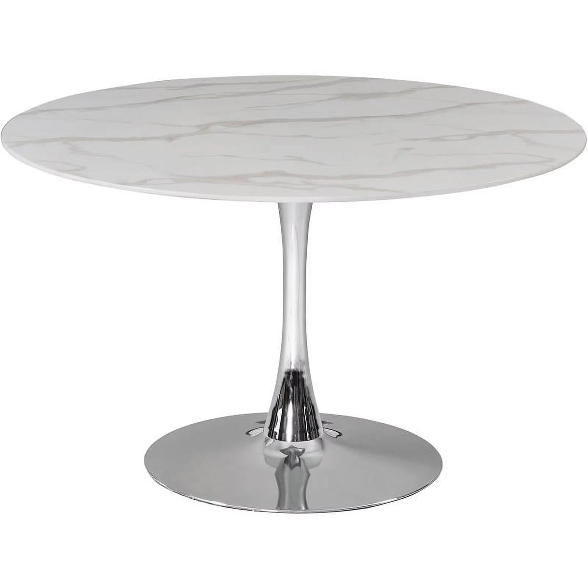 48" Round Faux Marble Top Dining Table with Chrome Base N387015