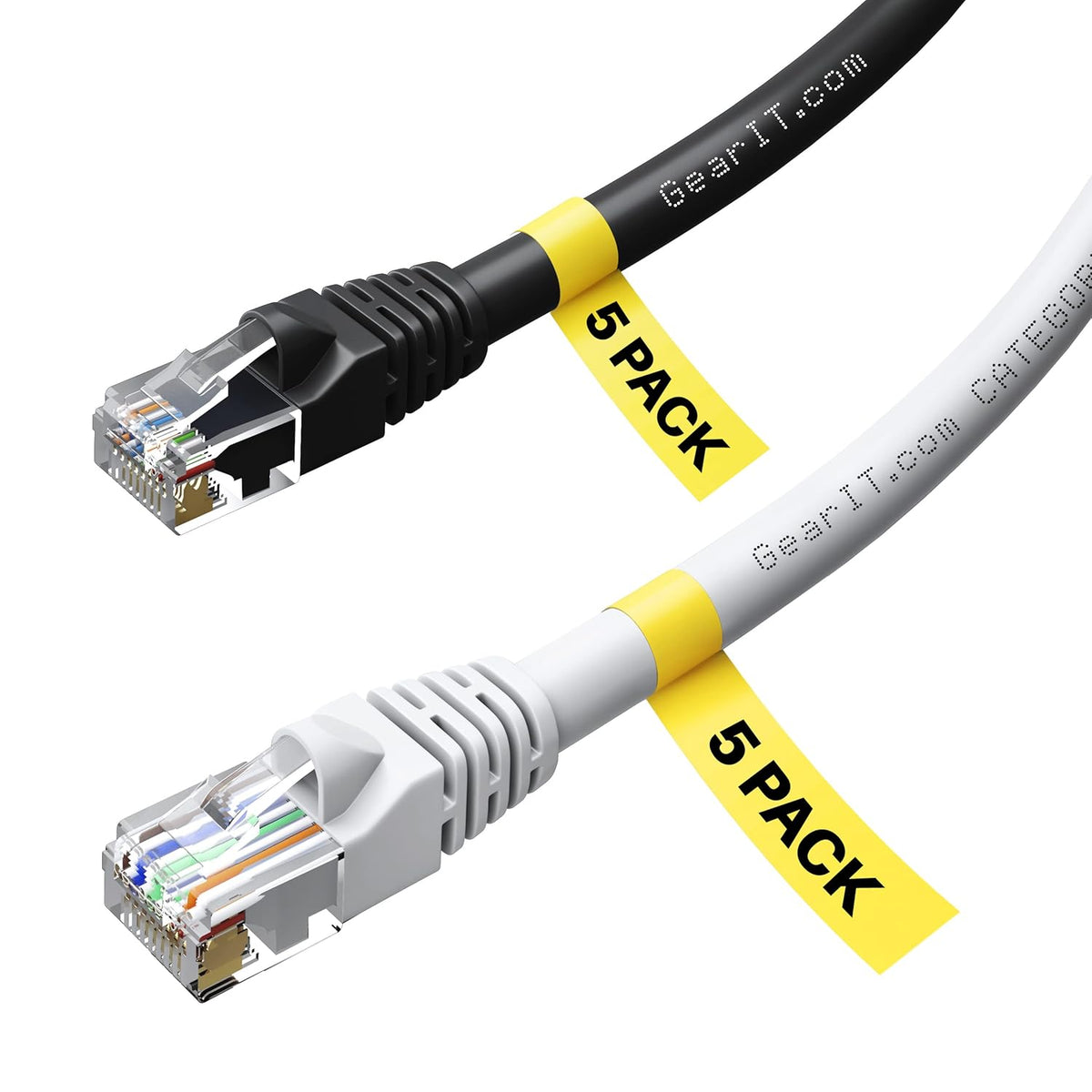 Cat6 Ethernet Cable, 10 Feet 20-Pack (10 Black, 10 White) Pure Copper Core L95978