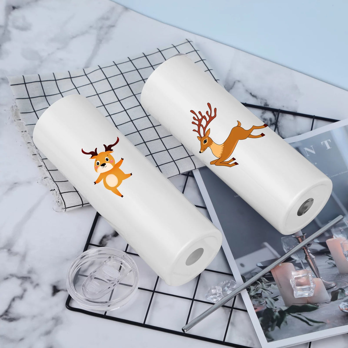 8 Pack 20 Oz Stainless Steel Sublimation Tumblers with Lid Straw A2710